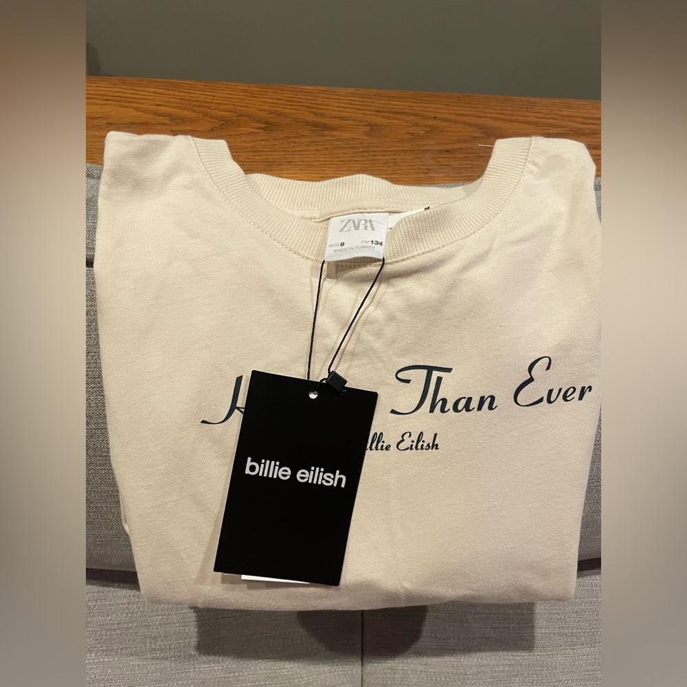 Zara Billie Eilish Happier than Ever Graphic long sleeve shirt. Girls size 9 NWT